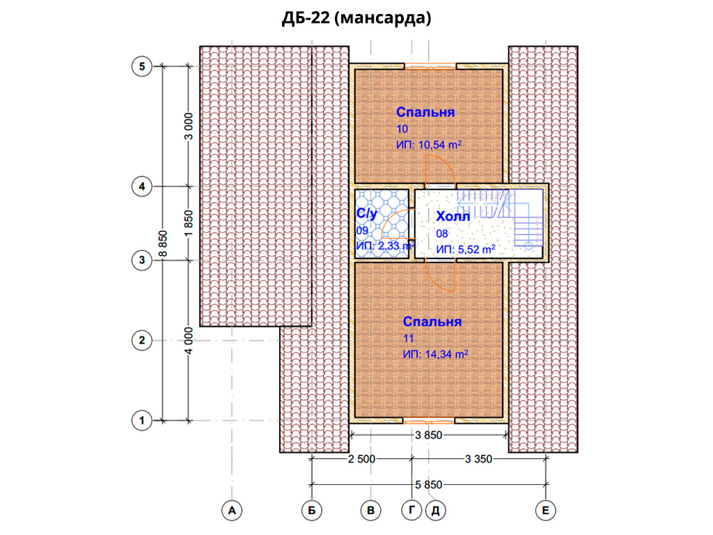 Проект дома ДБ-22 (6х9м), площадью 80.3м² из бруса 150х150мм